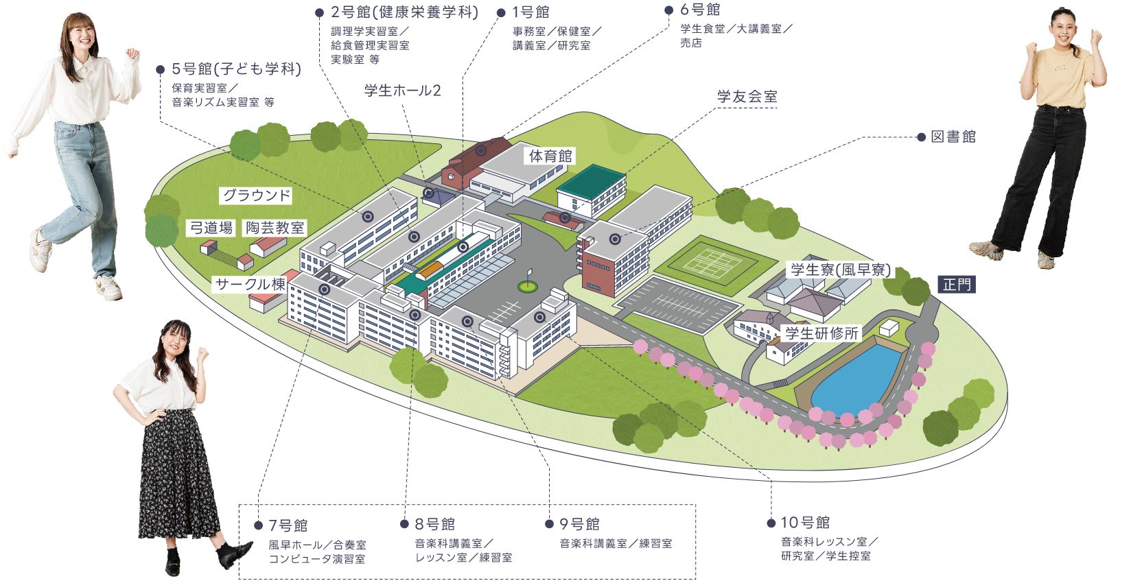 キャンパスマップ キャンパスライフ 福岡女子短期大学